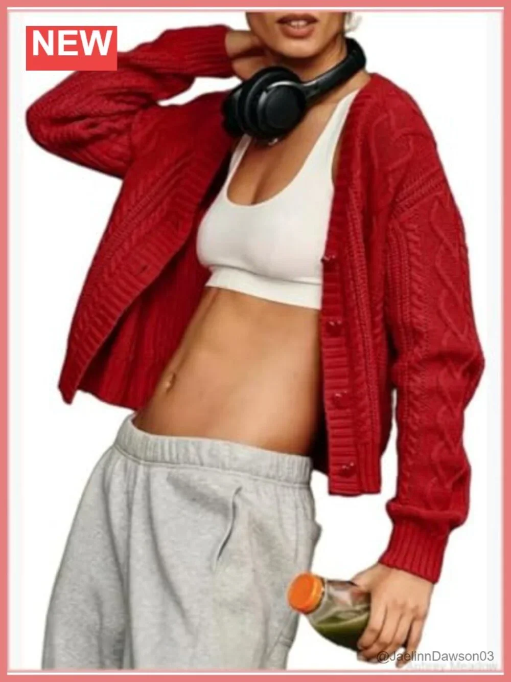Womens Cropped Cable Knit Cardigan V Neck Button Down Y2K Sweater